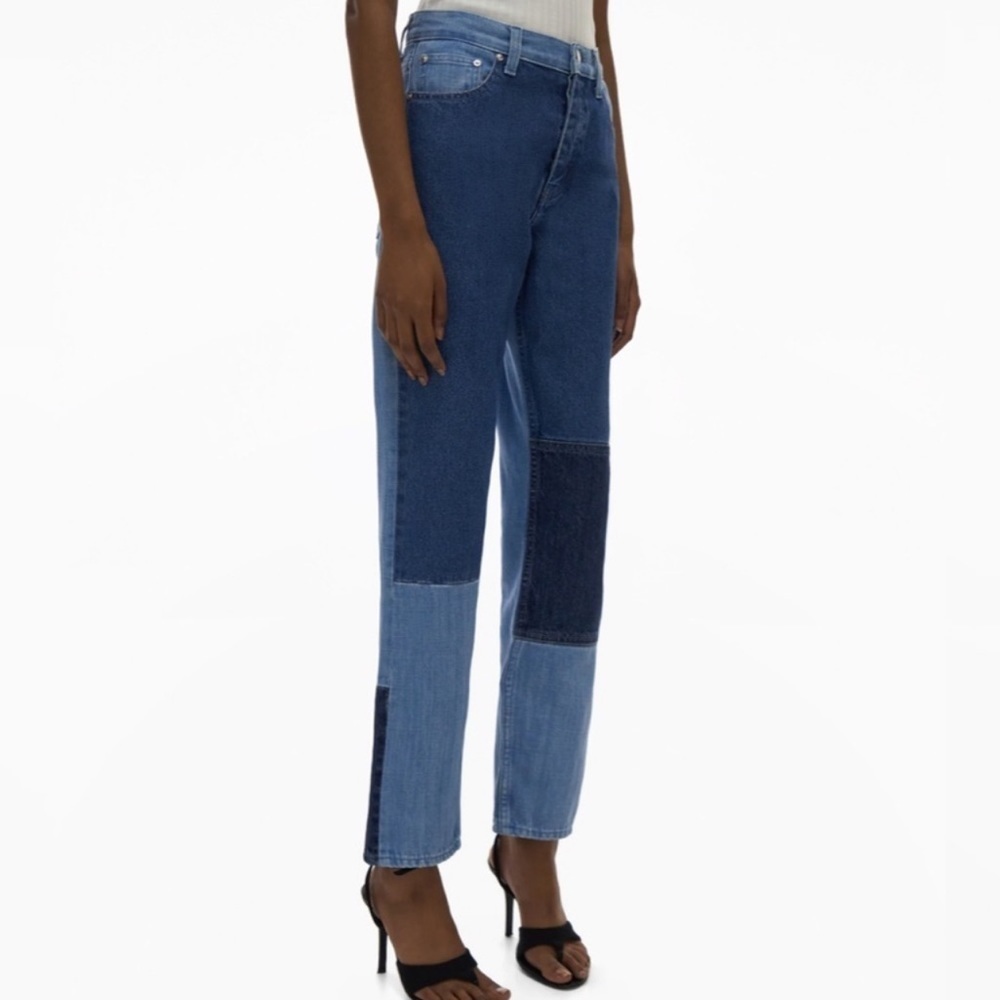 Helmut Lang Pieced Denim Patchwork Straight Jeans… - image 2